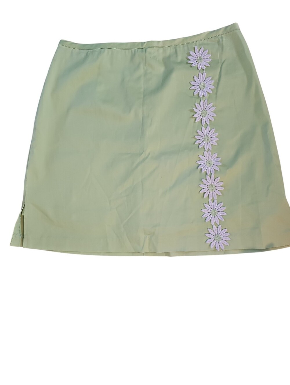 JN Apparel Lime Green Daisy Skort Sz 8 NWT Retro Floral Trim Mini Skirt Athletic